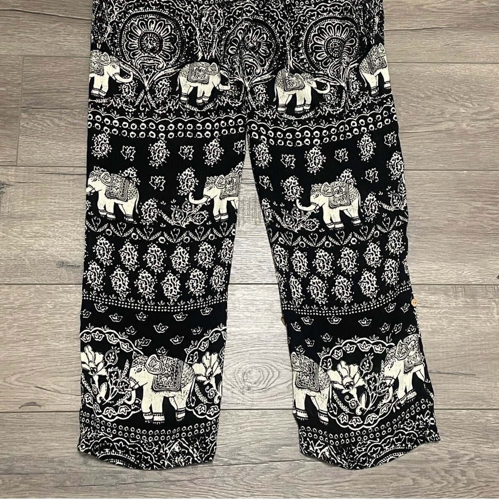 Anthropologie Lilka Jaipur Elephant Jumpsuit Black Ivory Sleeveless Sz XS - Picture 7 of 12